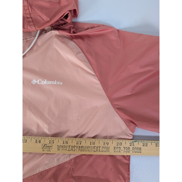 Columbia Jacket Women Medium Colorblock Pink Windbreaker Hooded Full Zip Pockets - Picture 10 of 12